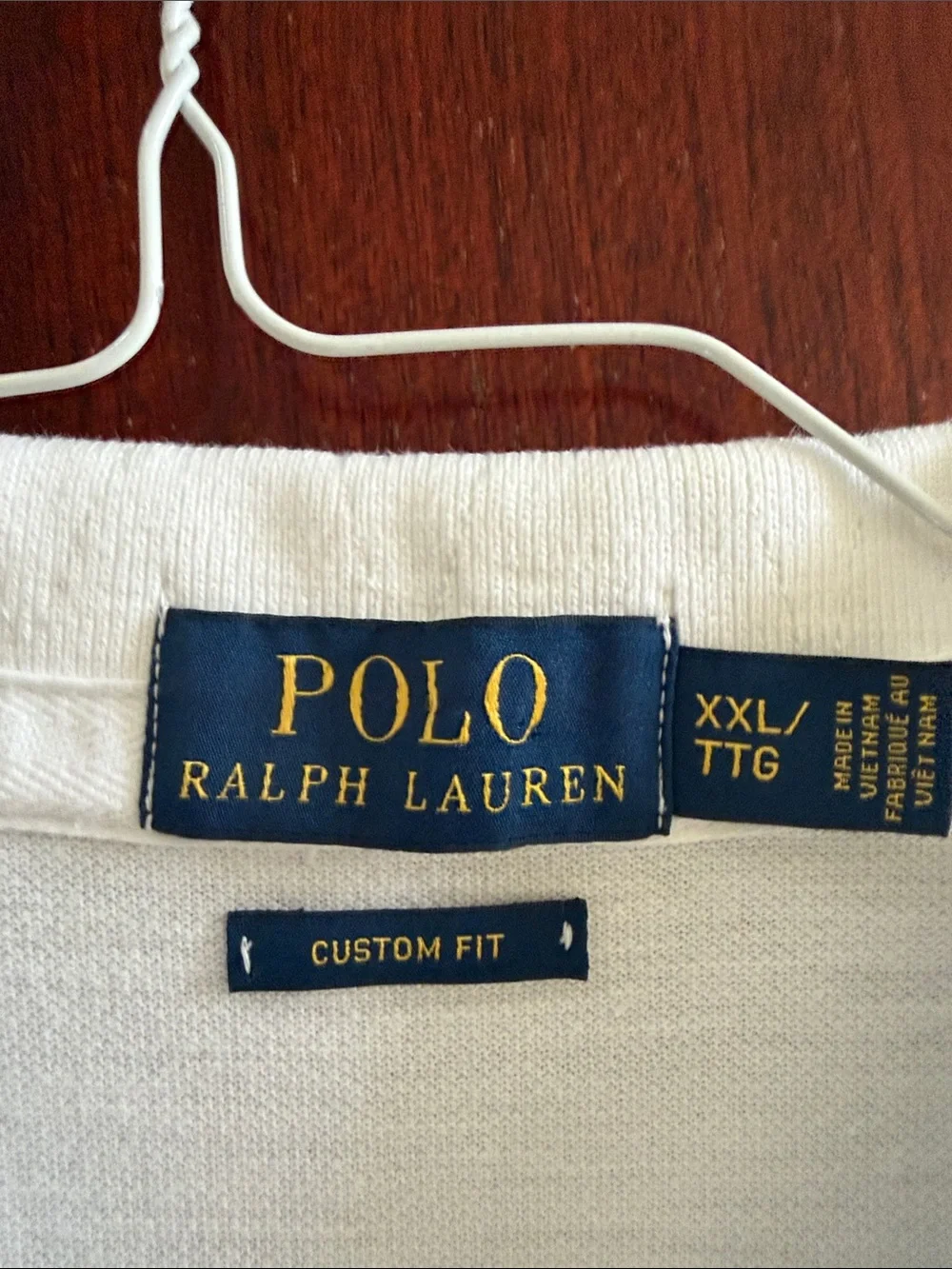Ralph Lauren White Polo with Red and Navy Stripes and Embroidered Pony